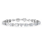 White Gold Mixed Shaped Tennis Lab Grown Diamond Bracelet (10ctw)