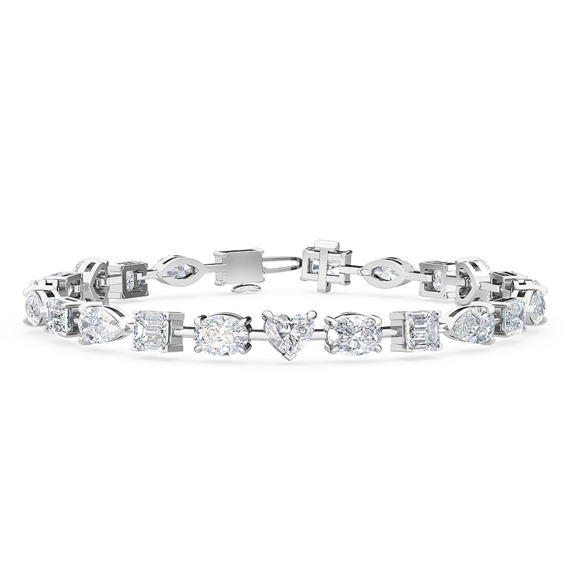 White Gold Mixed Shaped Tennis Lab Grown Diamond Bracelet (10ctw)