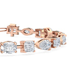 White Gold Mixed Shaped Tennis Lab Grown Diamond Bracelet (10ctw) — MET-WB-0001 - Rose