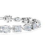 White Gold Mixed Shaped Tennis Lab Grown Diamond Bracelet (10ctw) — MET-WB-0001 - White
