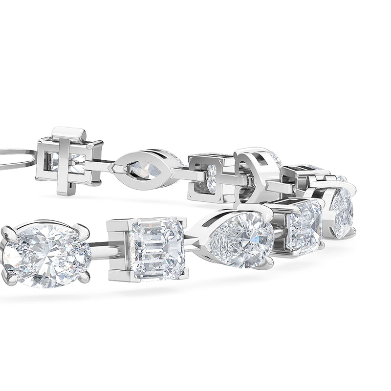 White Gold Mixed Shaped Tennis Lab Grown Diamond Bracelet (10ctw) — MET-WB-0001 - White