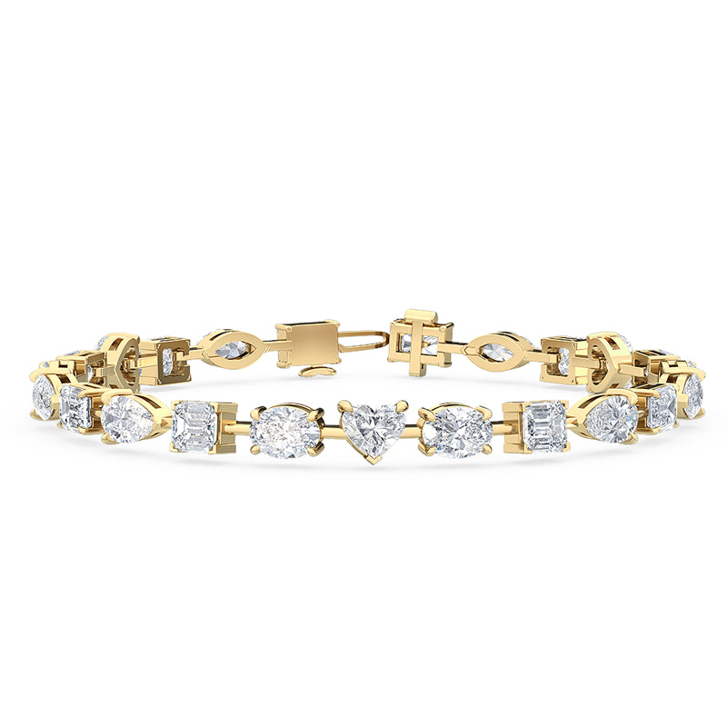 White Gold Mixed Shaped Tennis Lab Grown Diamond Bracelet (10ctw) — MET-WB-0001 - Yellow
