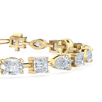 White Gold Mixed Shaped Tennis Lab Grown Diamond Bracelet (10ctw) — MET-WB-0001 - Yellow