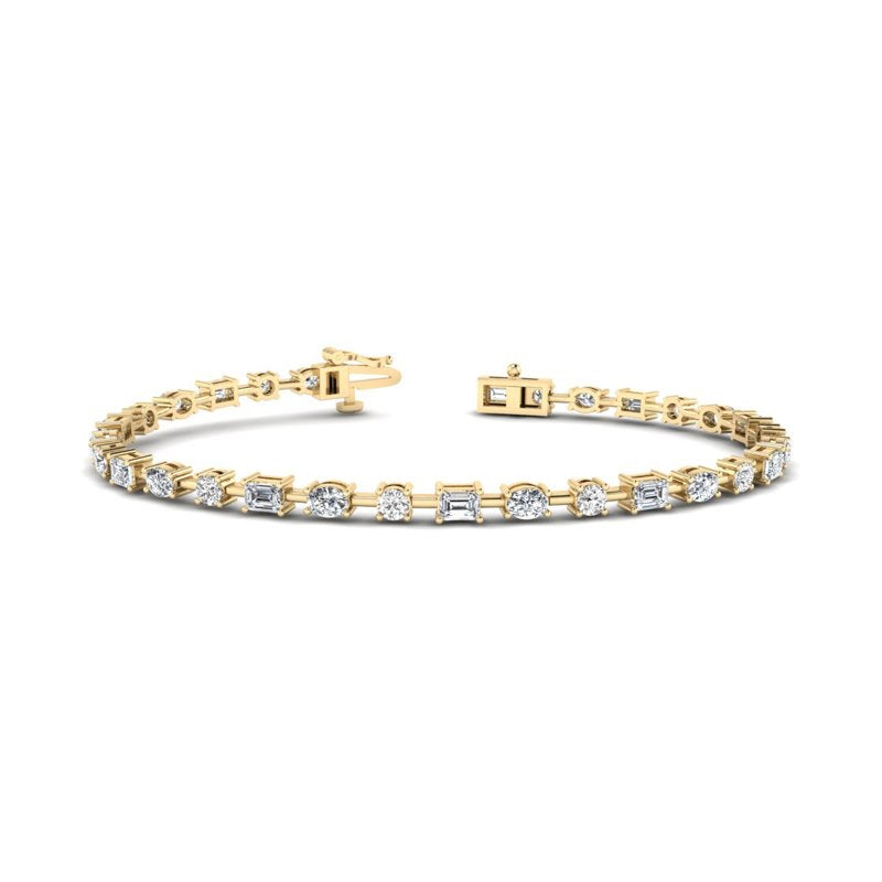 Yellow Gold Perfect Mix Shape Tennis Bracelet (4ctw)