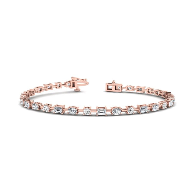 Yellow Gold Perfect Mix Shape Tennis Bracelet (4ctw) — MET-WB-0002 - 14K Rose Gold
