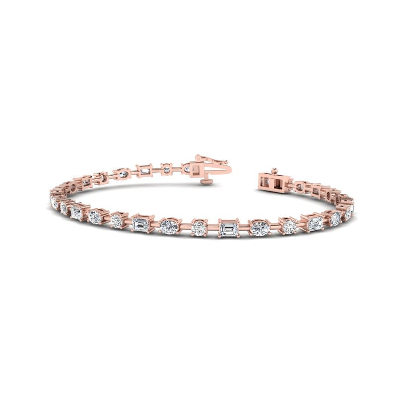 Yellow Gold Perfect Mix Shape Tennis Bracelet (4ctw) — MET-WB-0002 - 14K Rose Gold