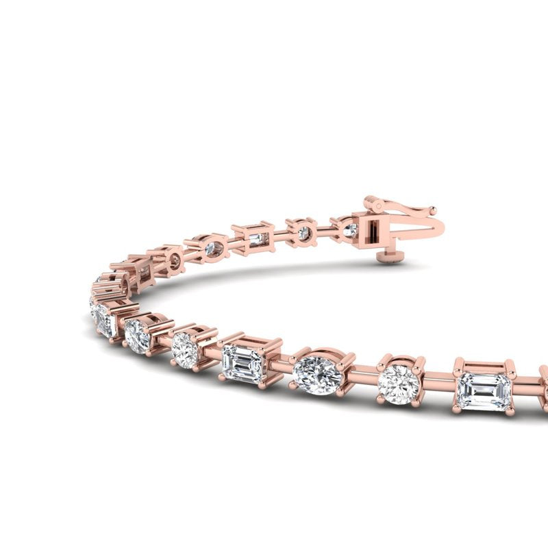 Yellow Gold Perfect Mix Shape Tennis Bracelet (4ctw) — MET-WB-0002 - 14K Rose Gold