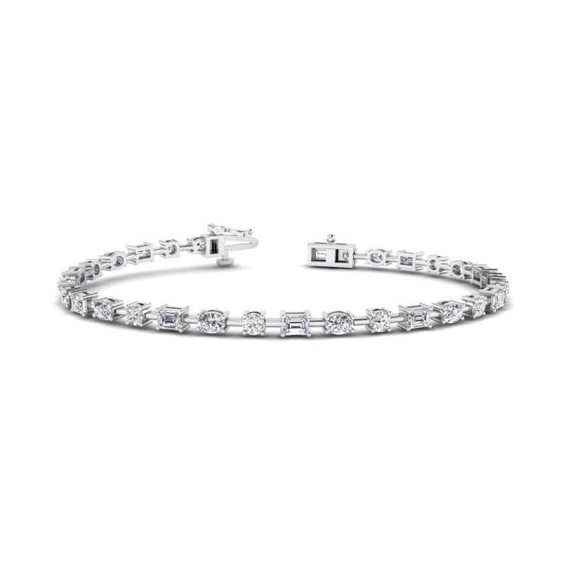 Yellow Gold Perfect Mix Shape Tennis Bracelet (4ctw) — MET-WB-0002 - 14K White Gold