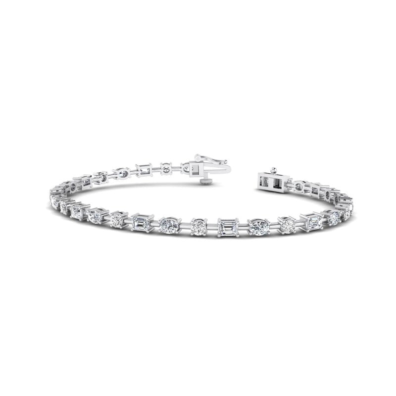 Yellow Gold Perfect Mix Shape Tennis Bracelet (4ctw) — MET-WB-0002 - 14K White Gold