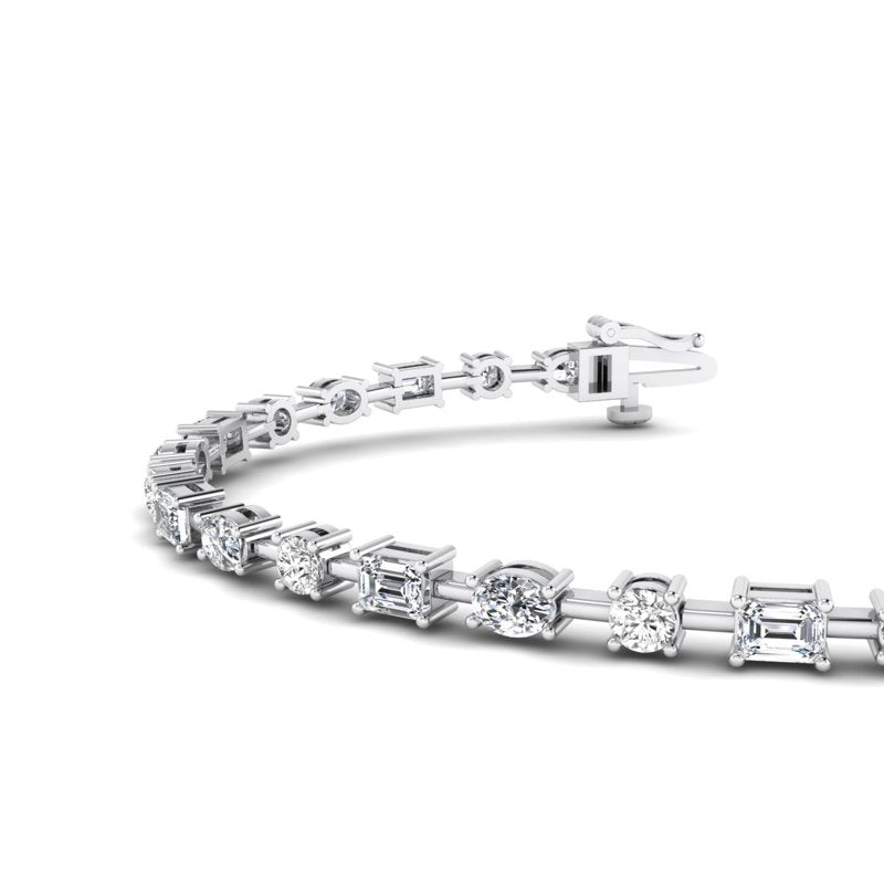 Yellow Gold Perfect Mix Shape Tennis Bracelet (4ctw) — MET-WB-0002 - 14K White Gold