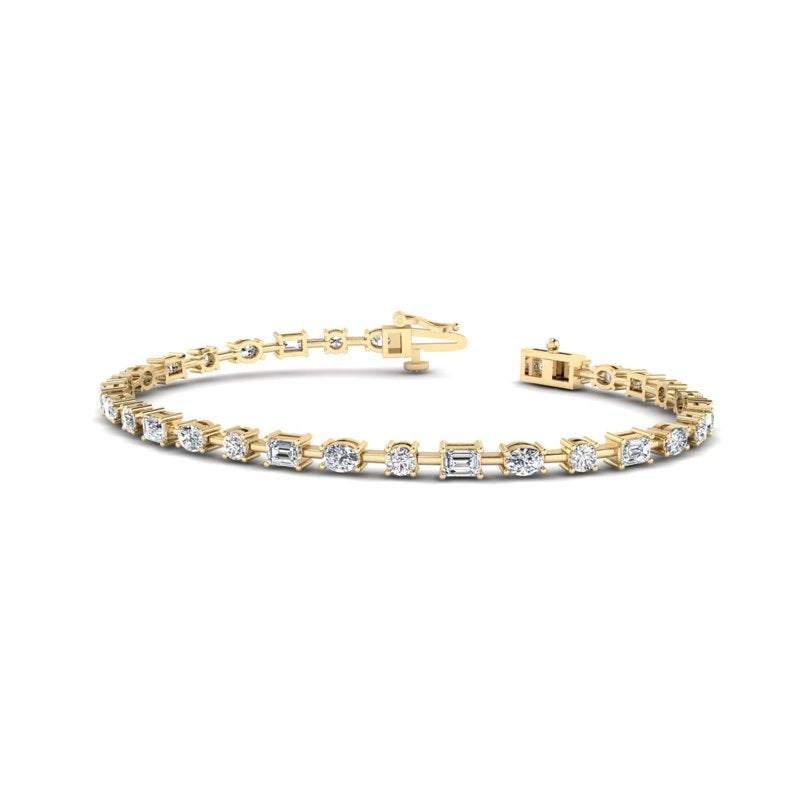 Yellow Gold Perfect Mix Shape Tennis Bracelet (4ctw) — MET-WB-0002 - 14K Yellow Gold