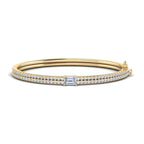 Yellow Gold Lula Round Pave & Emerald Diamond Bangle