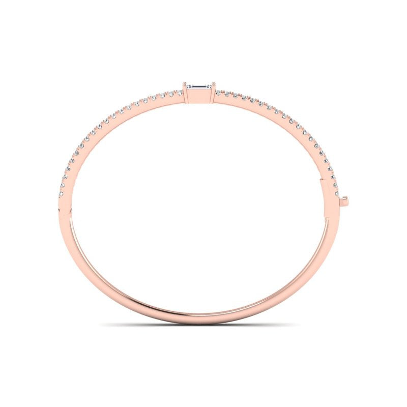 Lula Round Pave & Emerald Diamond Bangle — MET-WB-0003 - 14K Rose Gold