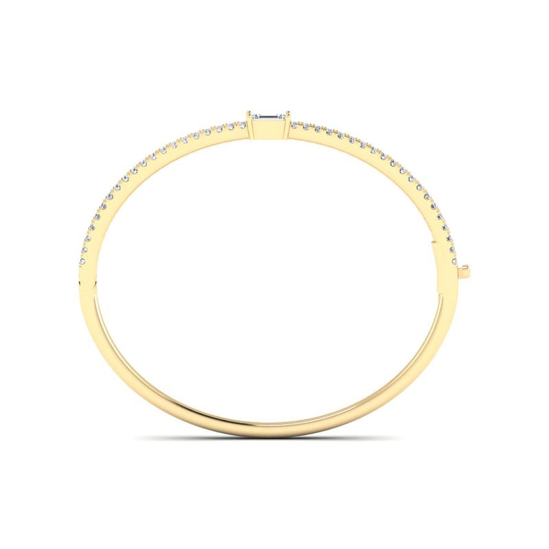 Lula Round Pave & Emerald Diamond Bangle — MET-WB-0003 - 14K Yellow Gold