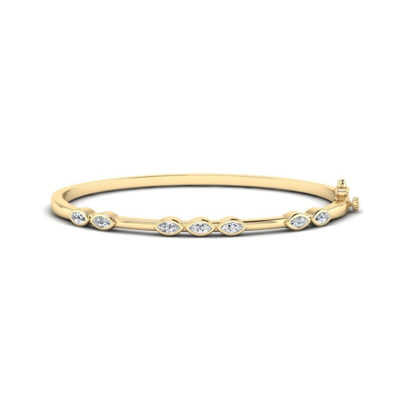 Yellow Gold Harmony Marquise Bangle (3/4ctw)