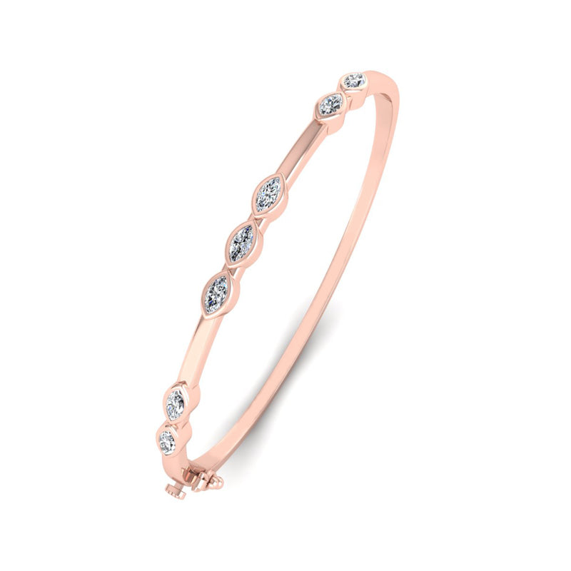 Harmony Marquise Bangle (3/4ctw) — MET-WB-0004 - 14K Rose Gold
