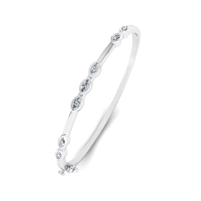 Harmony Marquise Bangle (3/4ctw) — MET-WB-0004 - 14K White Gold