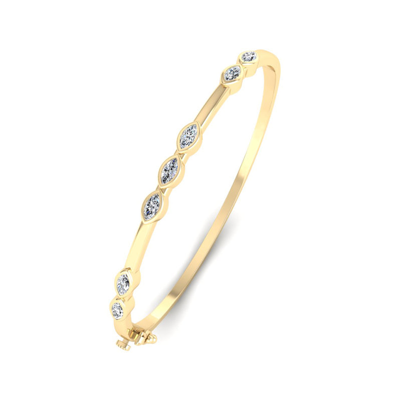 Harmony Marquise Bangle (3/4ctw) — MET-WB-0004 - 14K Yellow Gold