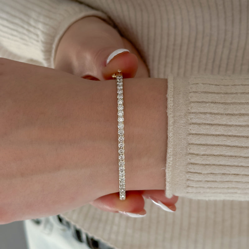 Yellow Gold Elegant Thin Bangle (2ctw) — MET-WB-0005 — additional view