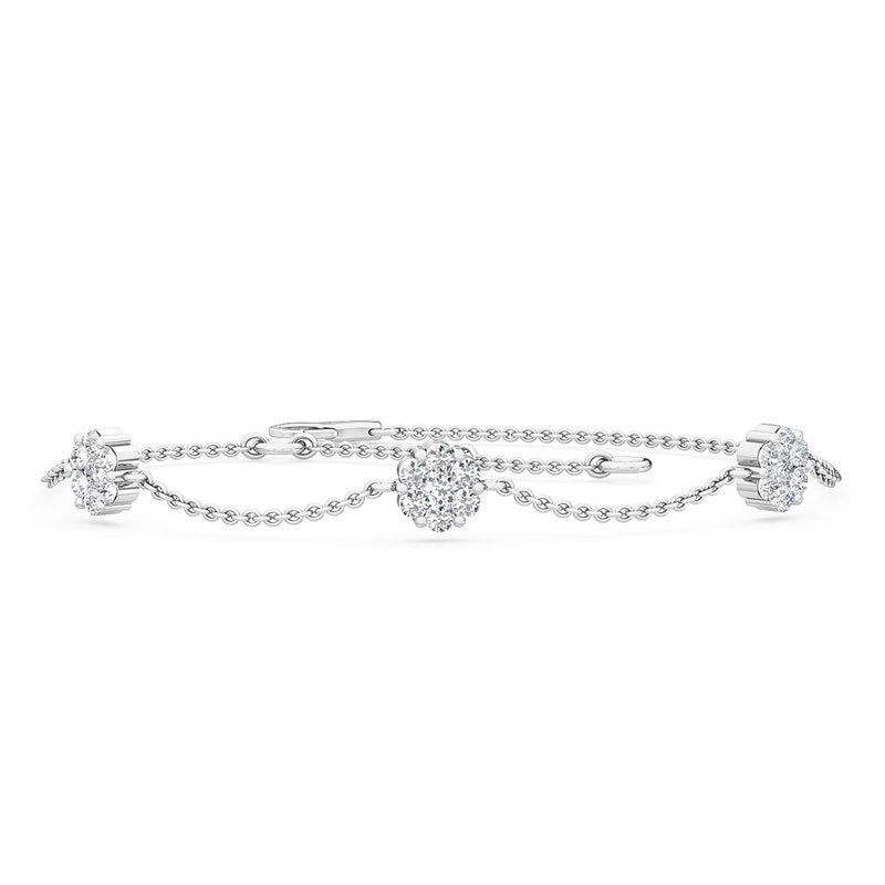White Gold Station Cluster Adjustable Lab Grown Diamond Bracelet (3/8ctw)
