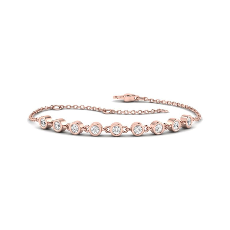 Bubble Bezel Bracelet (1ctw) — MET-WB-0007 - 14K Rose Gold