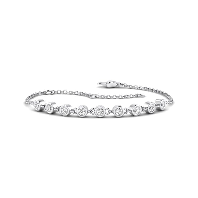 Bubble Bezel Bracelet (1ctw) — MET-WB-0007 - 14K White Gold