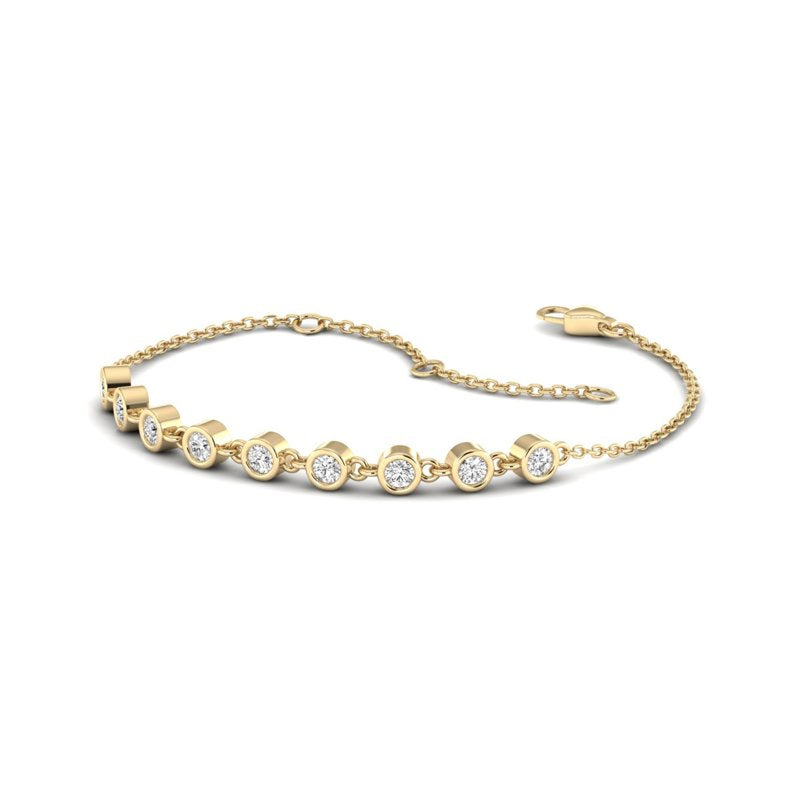 Bubble Bezel Bracelet (1ctw) — MET-WB-0007 - 14K Yellow Gold