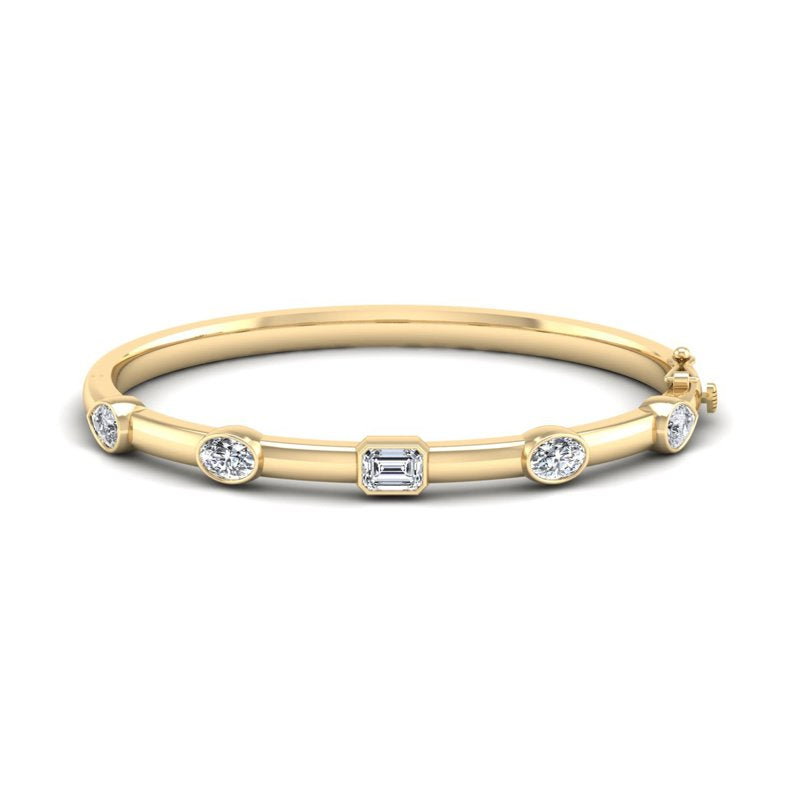 Yellow Gold Bold Mix Shaped Bangle (3ctw)