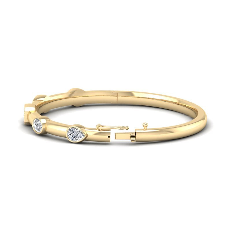 Bold Mix Shaped Bangle (3ctw) — MET-WB-0008 - 14K Yellow Gold