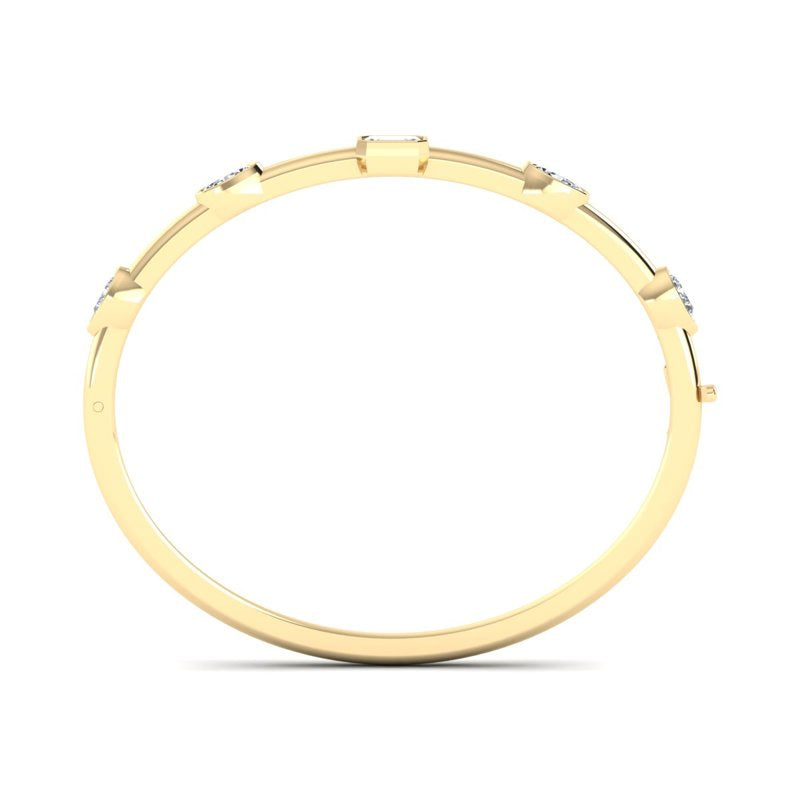 Bold Mix Shaped Bangle (3ctw) — MET-WB-0008 - 14K Yellow Gold