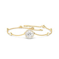 Yellow Gold Round Halo Adjustable Lab Grown Diamond Bracelet (9/10ctw)