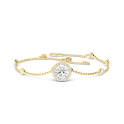 Yellow Gold Round Halo Adjustable Lab Grown Diamond Bracelet (9/10ctw)