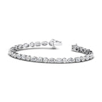 Bezel Mix Shaped Tennis Bracelet (4ctw) — MET-WB-0010 - 14K White Gold