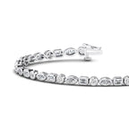Bezel Mix Shaped Tennis Bracelet (4ctw) — MET-WB-0010 - 14K White Gold