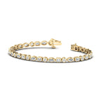 Bezel Mix Shaped Tennis Bracelet (4ctw) — MET-WB-0010 - 14K Yellow Gold
