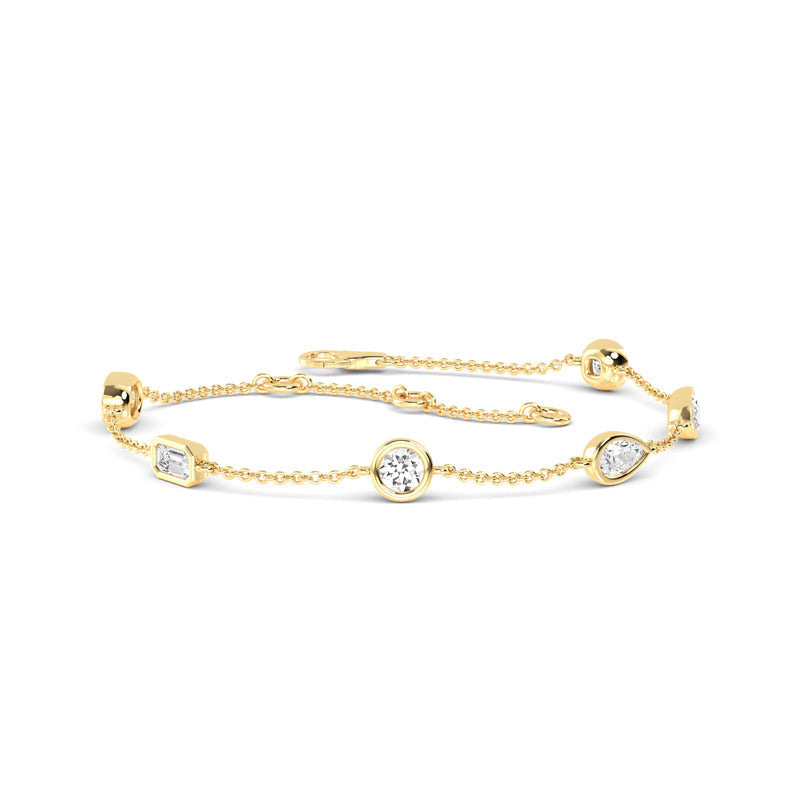Yellow Gold Mixed Shaped Lab Grown Diamond Bracelet (9/10ctw)