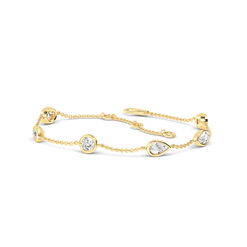 Mixed Shaped Lab Grown Diamond Bracelet (9/10ctw) — MET-WB-0011 - 14K Yellow Gold