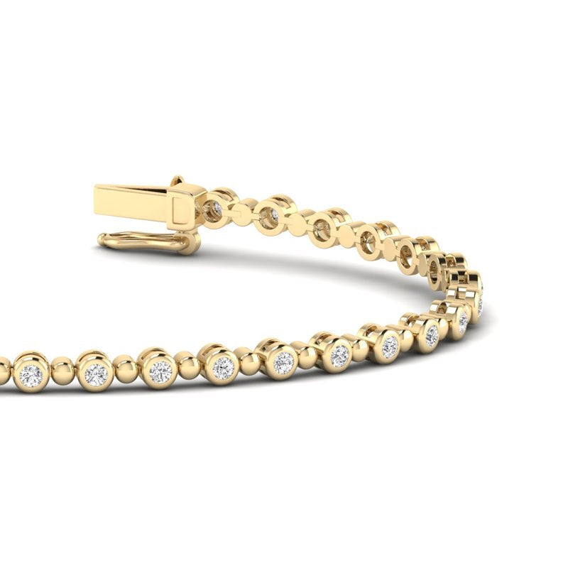 Bubble Bezel Tennis Bracelet (1ctw) — MET-WB-0012 - 14K Yellow Gold