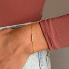 Mini Pave Bar Bracelet — MET-WB-0013 - 14K Yellow Gold
