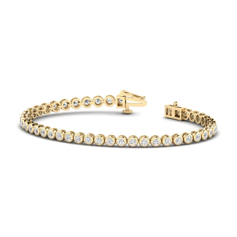 Round Bezel Bracelet (3-1/5ctw) — MET-WB-0014 - 14K Yellow Gold