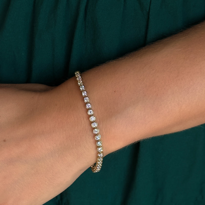 Round Bezel Bracelet (3-1/5ctw) — MET-WB-0014 - 14K Yellow Gold