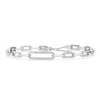 White Gold Full Lab Grown Diamond Paper Clip Adjustable Bracelet (1ctw)