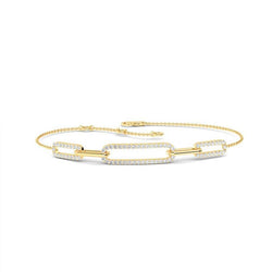 Yellow Gold Paper Clip Lab Grown Diamond Adjustable Bracelet (1/3ctw)