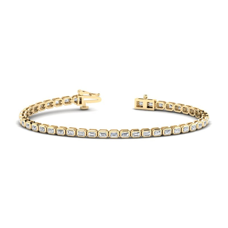 Yellow Gold Airy Emerald Bezel Tennis Bracelet (3-1/2ctw)