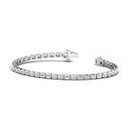 Airy Emerald Bezel Tennis Bracelet (3-1/2ctw) — MET-WB-0019 - 14K White Gold