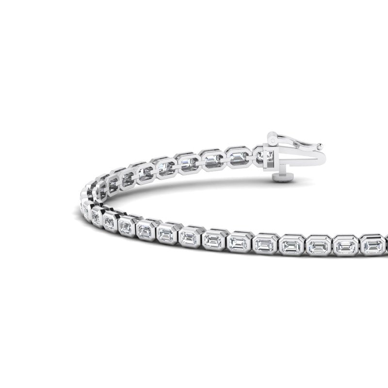 Airy Emerald Bezel Tennis Bracelet (3-1/2ctw) — MET-WB-0019 - 14K White Gold