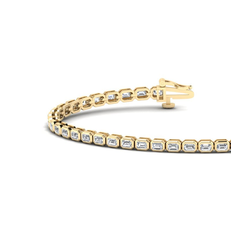 Airy Emerald Bezel Tennis Bracelet (3-1/2ctw) — MET-WB-0019 - 14K Yellow Gold