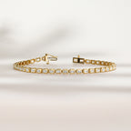 Airy Emerald Bezel Tennis Bracelet (3-1/2ctw) — MET-WB-0019 - 14K Yellow Gold
