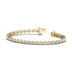 Airy Oval Bezel Tennis Bracelet (3-1/2ctw) — MET-WB-0020 - 14K Yellow Gold
