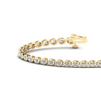 Airy Oval Bezel Tennis Bracelet (3-1/2ctw) — MET-WB-0020 - 14K Yellow Gold
